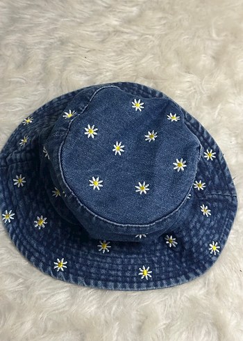 Papatya Nakışlı Jean Bucket Şapka - Görsel 2