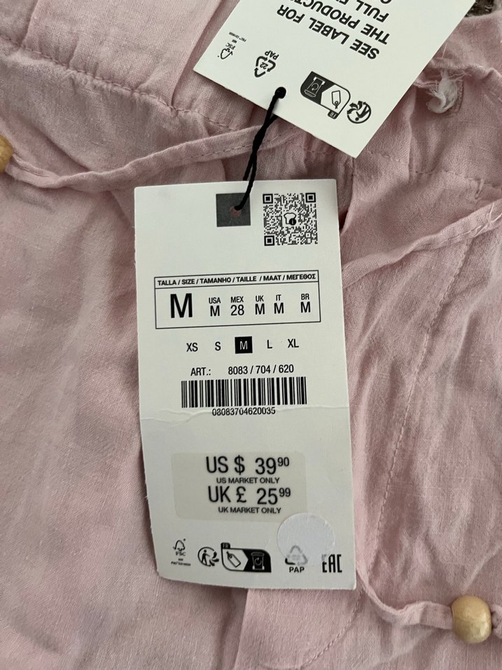 Pembe Keten Düğmeli Kadın Mini Şort - Görsel 2