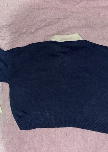 Düğmeli lacivert Kadın Triko Kazak - Görsel 2