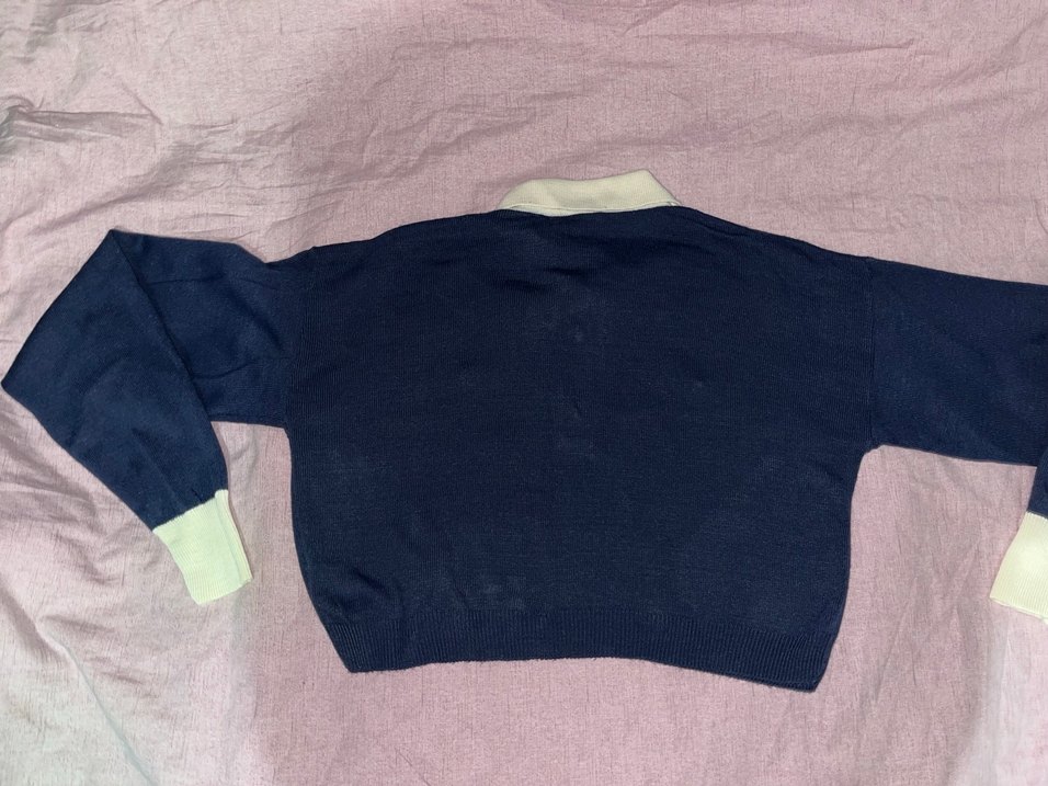 Düğmeli lacivert Kadın Triko Kazak - Görsel 2