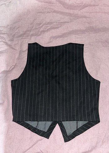 Düğmeli Çizgili Siyah Kadın Yelek - Görsel 2