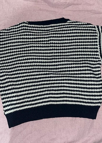 beyaz
 Çizgili Kadın Triko Kazak - Görsel 2