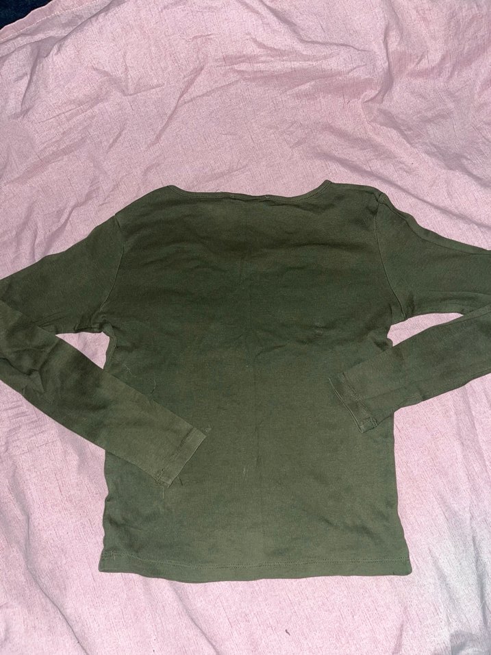 Kadın Haki V Yaka Uzun Kollu Kazak - Görsel 2