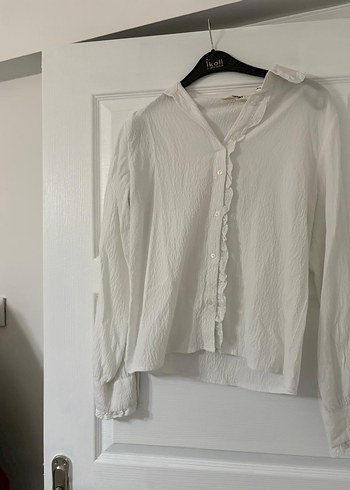 Koton Uzun Kollu Beyaz Keten Gömlek - Görsel 3