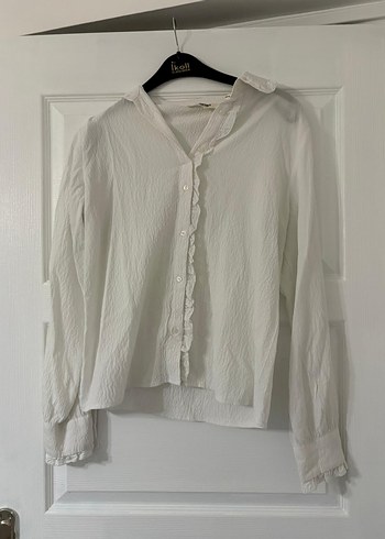 Koton Uzun Kollu Beyaz Keten Gömlek - Görsel 4