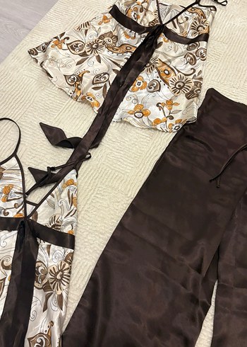 Bohem Tarzı Kahverengi İp Askılı Takım - Görsel 2