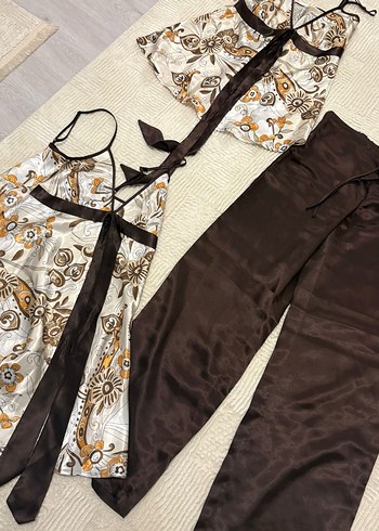 Bohem Tarzı Kahverengi İp Askılı Takım - Görsel 3