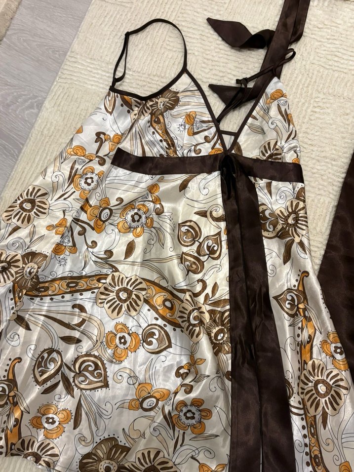 Bohem Tarzı Kahverengi İp Askılı Takım - Görsel 5