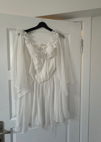 Beyaz Mini Elbise - Görsel 6