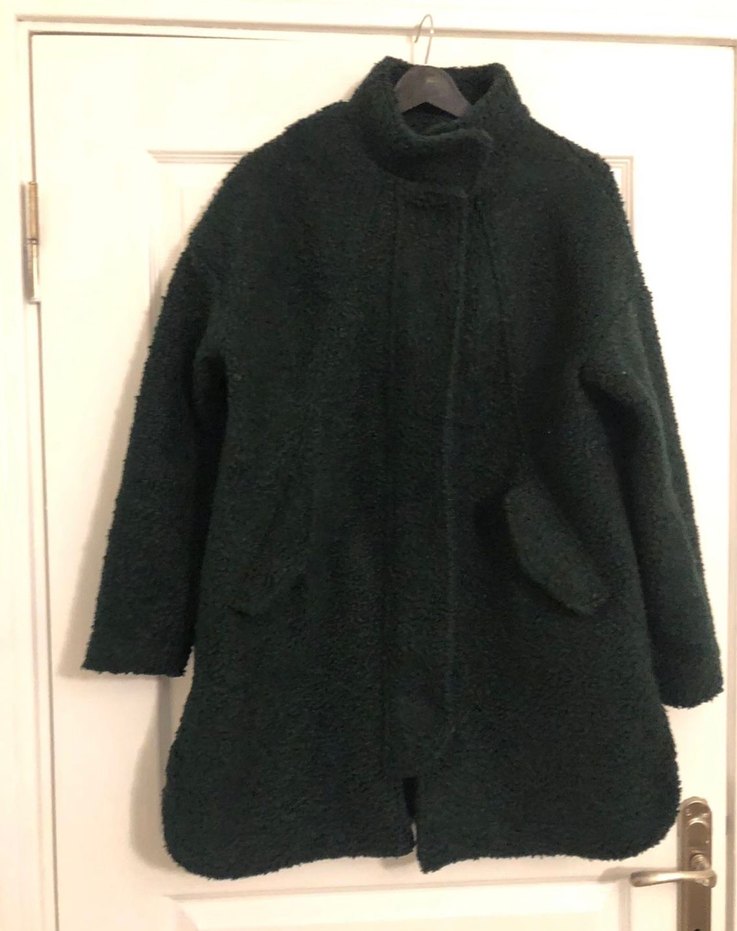 Koyu Yeşil Kadın Midi Kaban - Görsel 2