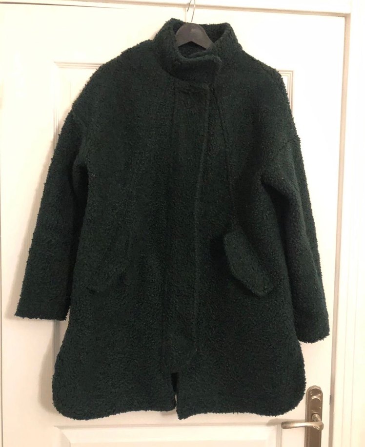 Koyu Yeşil Kadın Midi Kaban - Görsel 4