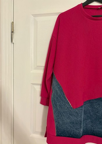 Pembe Gri Triko Tunik - Görsel 3