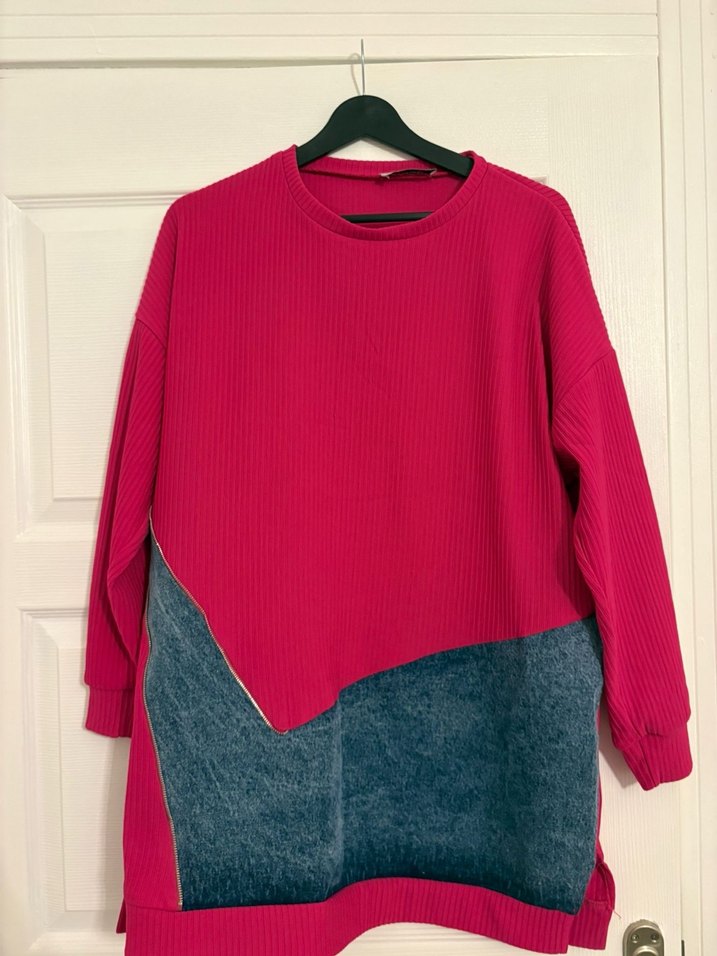 Pembe Gri Triko Tunik - Görsel 5