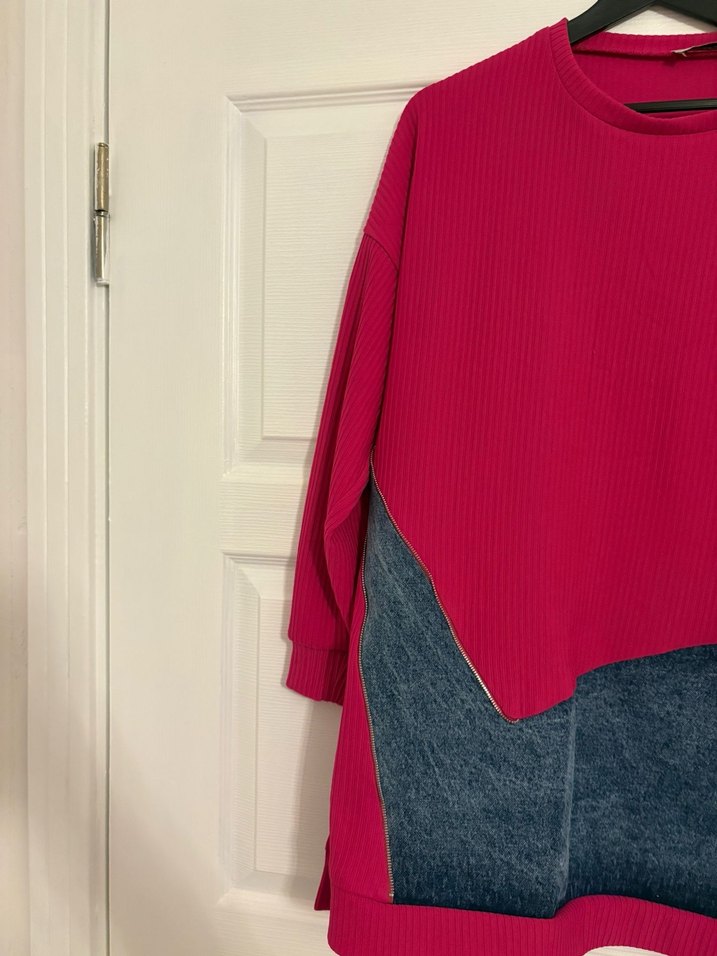 Pembe Gri Triko Tunik - Görsel 3