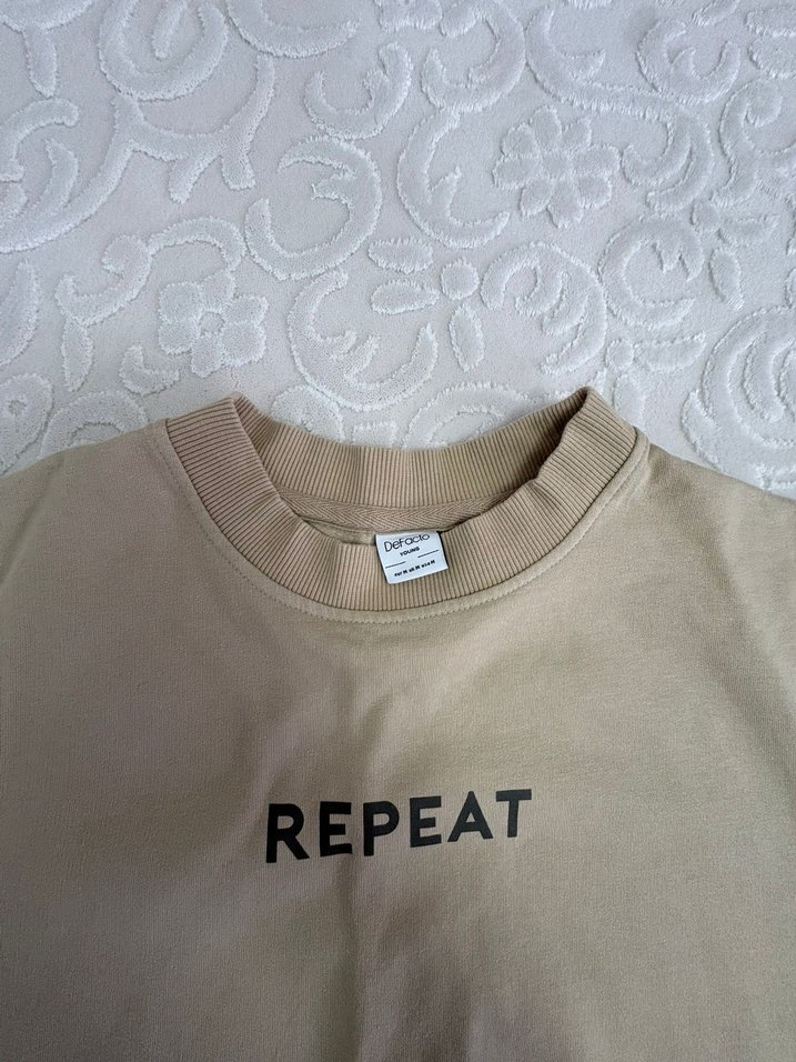 Bej Sweatshirt Uzun Kollu defacto - Görsel 4