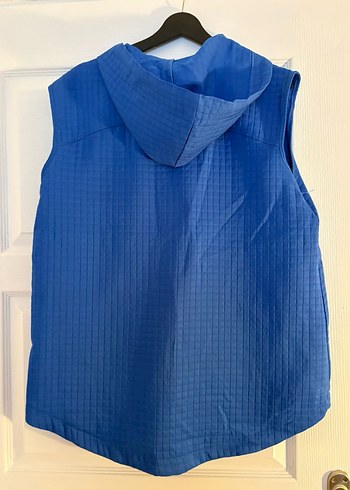 Düğmeli Mavi Keten Kadın Yelek - Görsel 8