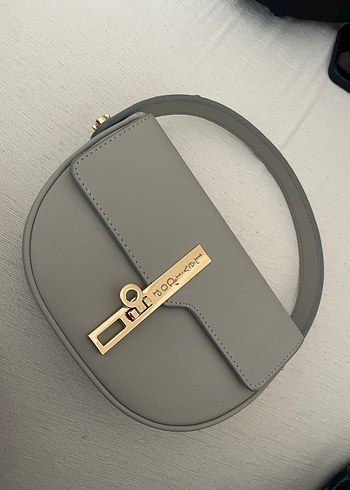 Gri Deri Kadın El Çantası - Görsel 2