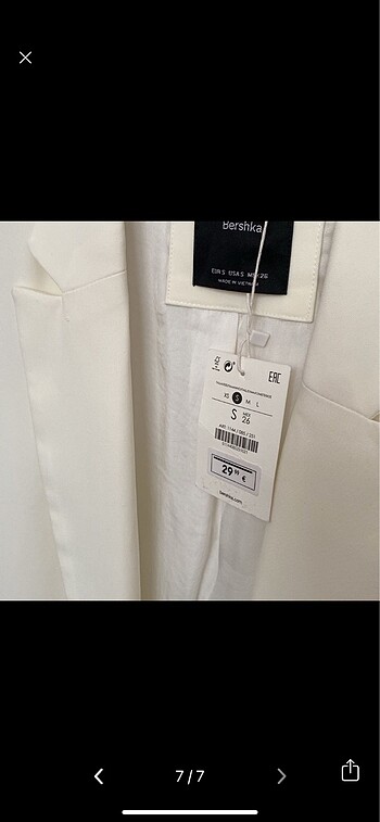 xs Beden beyaz Renk Bershka blazer ceket