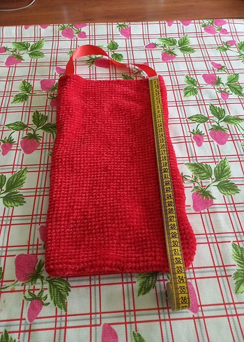 Kırmızı El Örgüsü Poşetlik - Görsel 2
