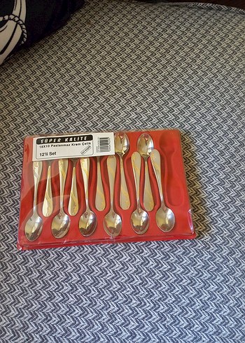 Altın Renk 12 Parça Çay Kaşığı Seti
