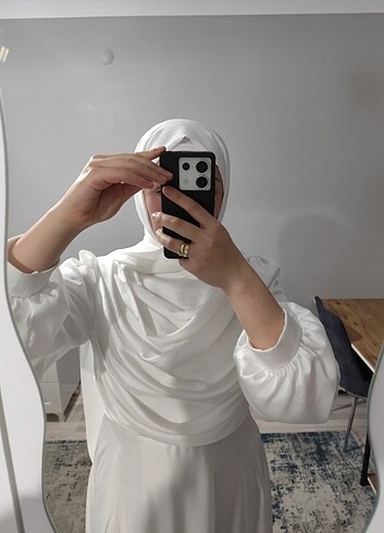 Beyaz nikah elbisesi+şal - Görsel 8