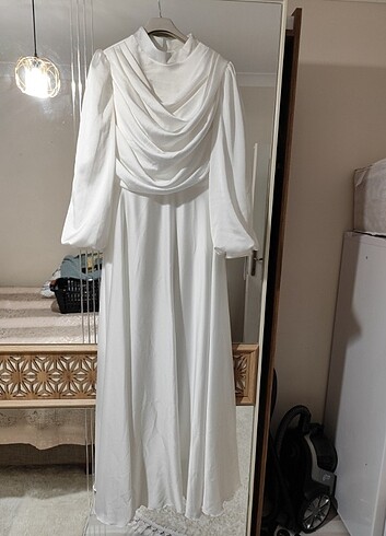 Beyaz nikah elbisesi+şal