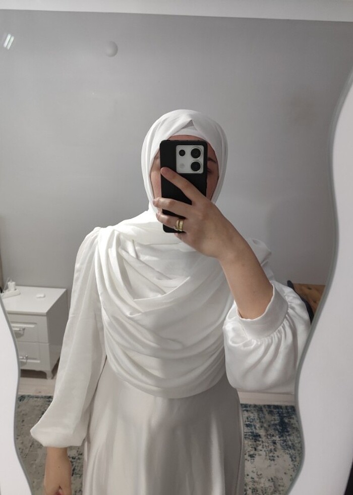 Beyaz nikah elbisesi+şal - Görsel 2