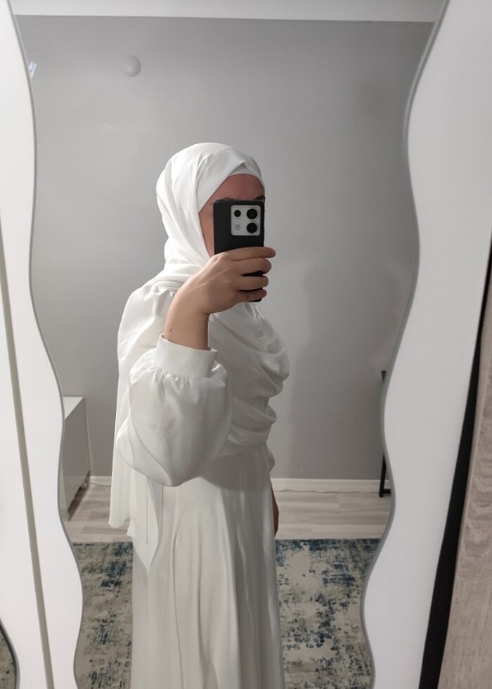 Beyaz nikah elbisesi+şal - Görsel 5