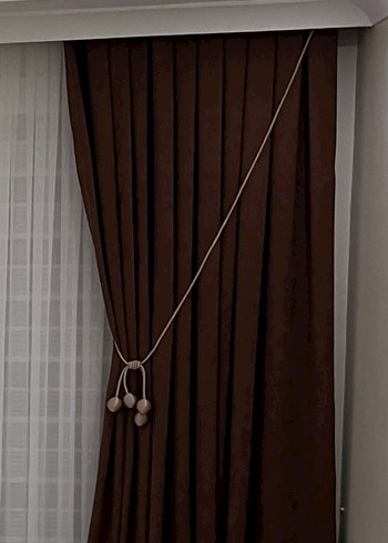 kahverengi pileli fon perde - Görsel 3