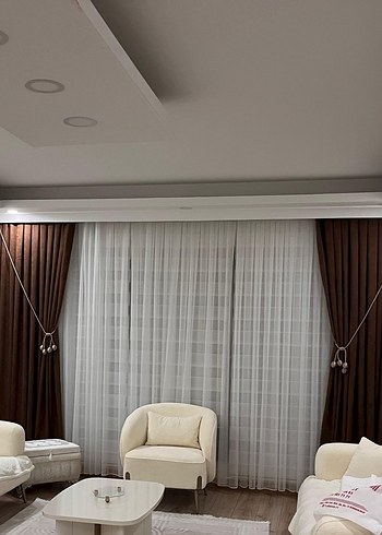 kahverengi pileli fon perde - Görsel 2