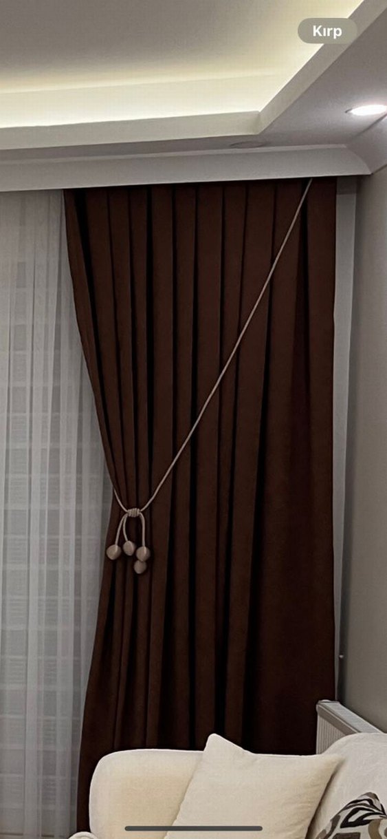 kahverengi pileli fon perde - Görsel 3