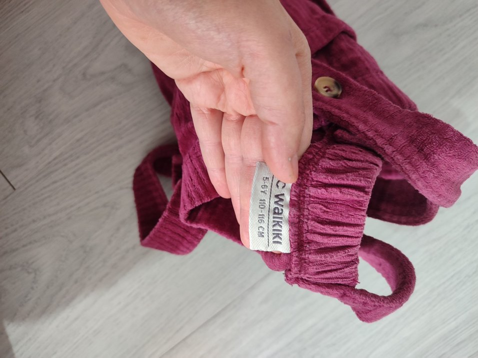 Pembe Düğmeli Askılı Bohem Kız Elbisesi - Görsel 2