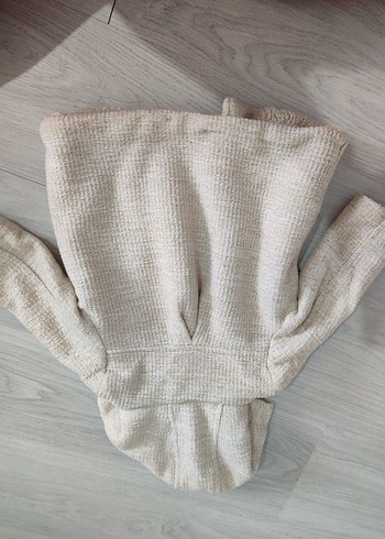 Kız Çocuk Bej Keten Ceket Düğmeli - Görsel 3