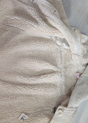 Kız Çocuk Bej Keten Ceket Düğmeli - Görsel 2