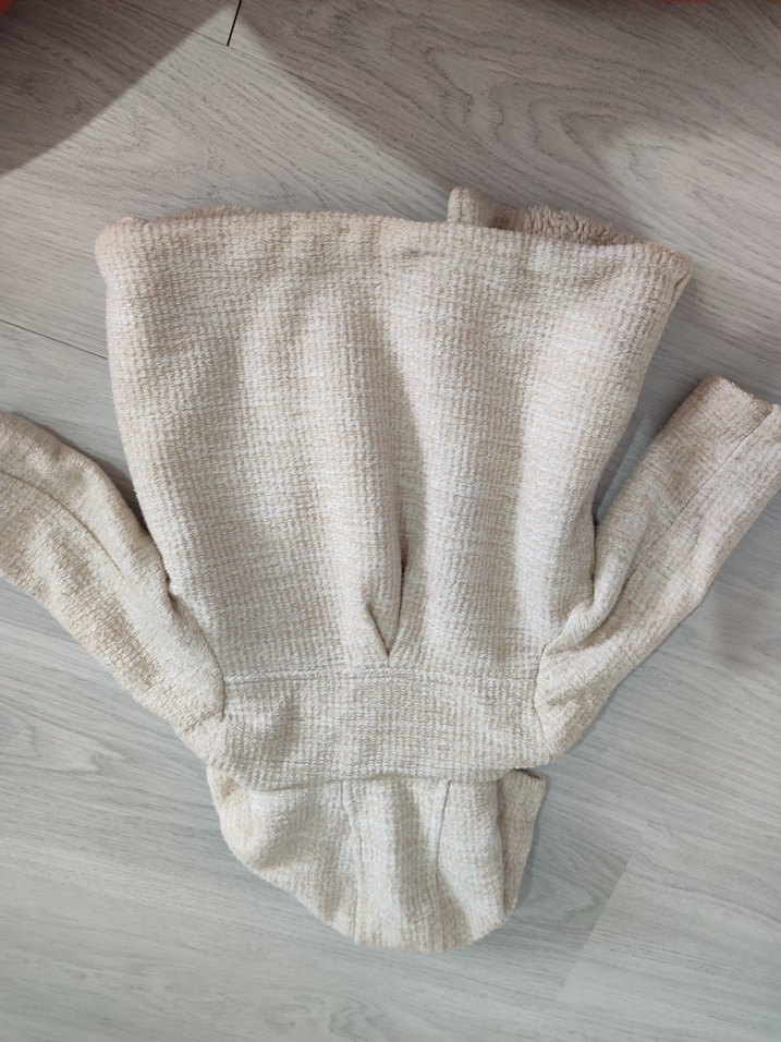 Kız Çocuk Bej Keten Ceket Düğmeli - Görsel 3