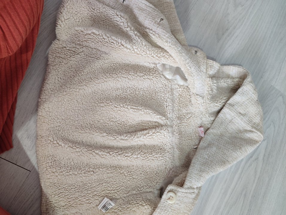 Kız Çocuk Bej Keten Ceket Düğmeli - Görsel 2