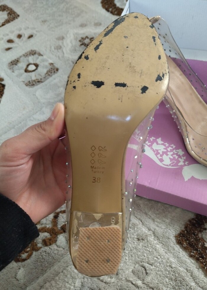 Şeffaf taşlı topuklu ayakkabı  - Görsel 2