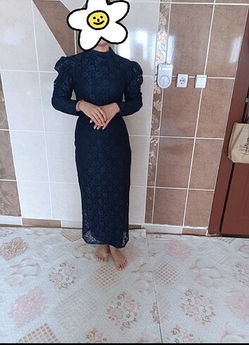 Dantel dar kesim elbise - Görsel 5