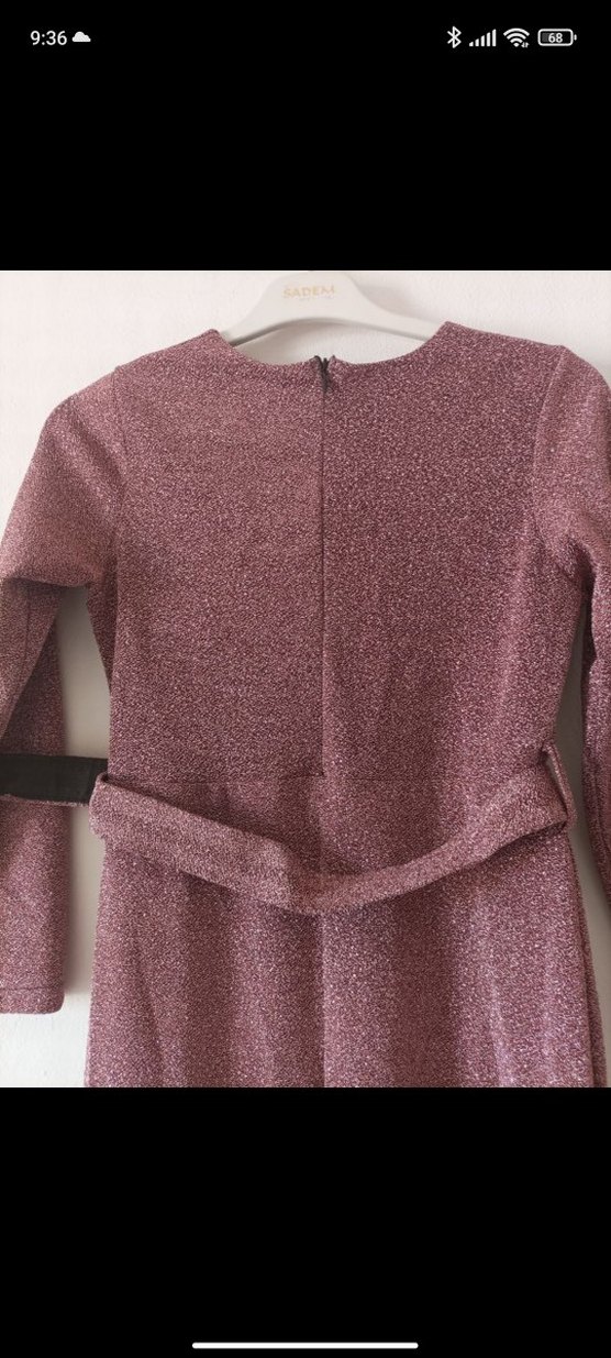 Bordo Uzun Kollu Drapeli Abiye Elbise - Görsel 5