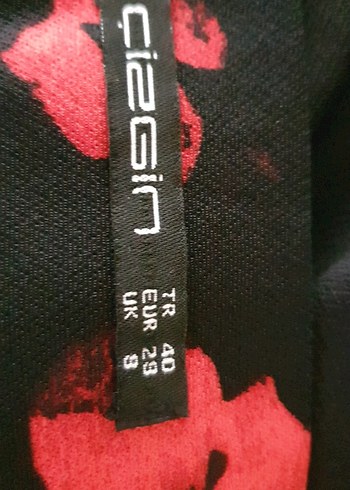 Kırmızı Siyah Çiçekli Piliseli Midi Etek - Görsel 5