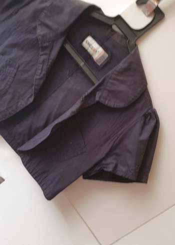 Kız Çocuk Gri Kot Bolero Düğmeli - Görsel 5