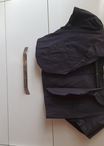 Kız Çocuk Gri Kot Bolero Düğmeli - Görsel 2