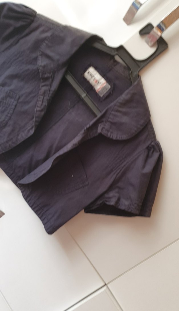 Kız Çocuk Gri Kot Bolero Düğmeli - Görsel 5