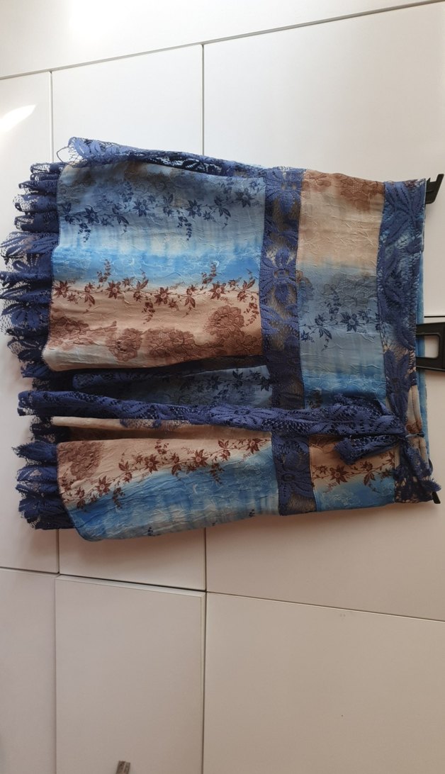 Bohem Tarz Mini Drapeli Bağcıklı Etek - Görsel 2