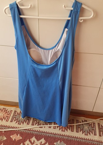 38 Beden Mavi Parlak V Yakalı Kolsuz Hemşirelik Body