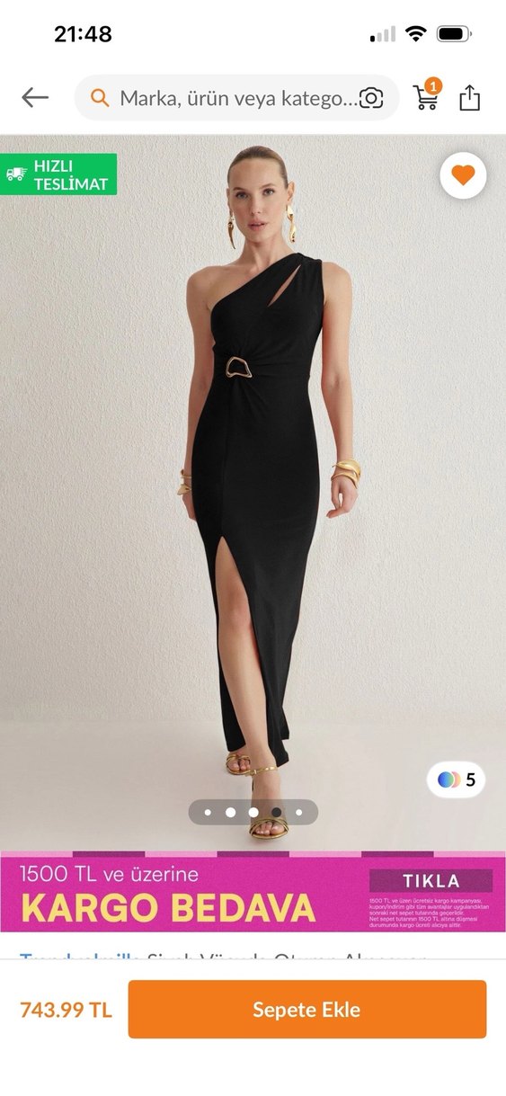 Siyah Straplez Uzun Elbise - Görsel 3