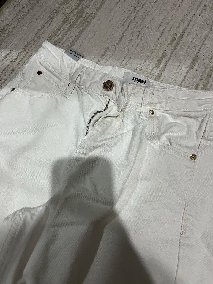 Mavi Beyaz Kadın Kot Pantolon - Görsel 5