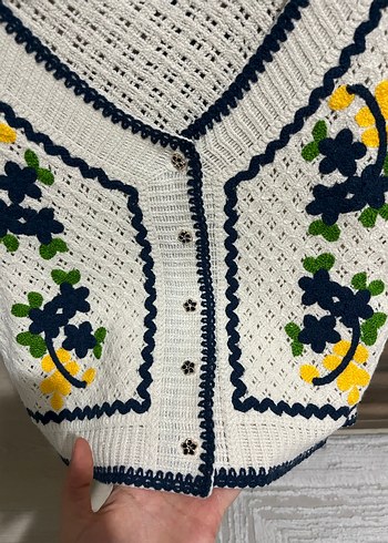 Nakışlı Bohem Kadın Triko Yelek - Görsel 3