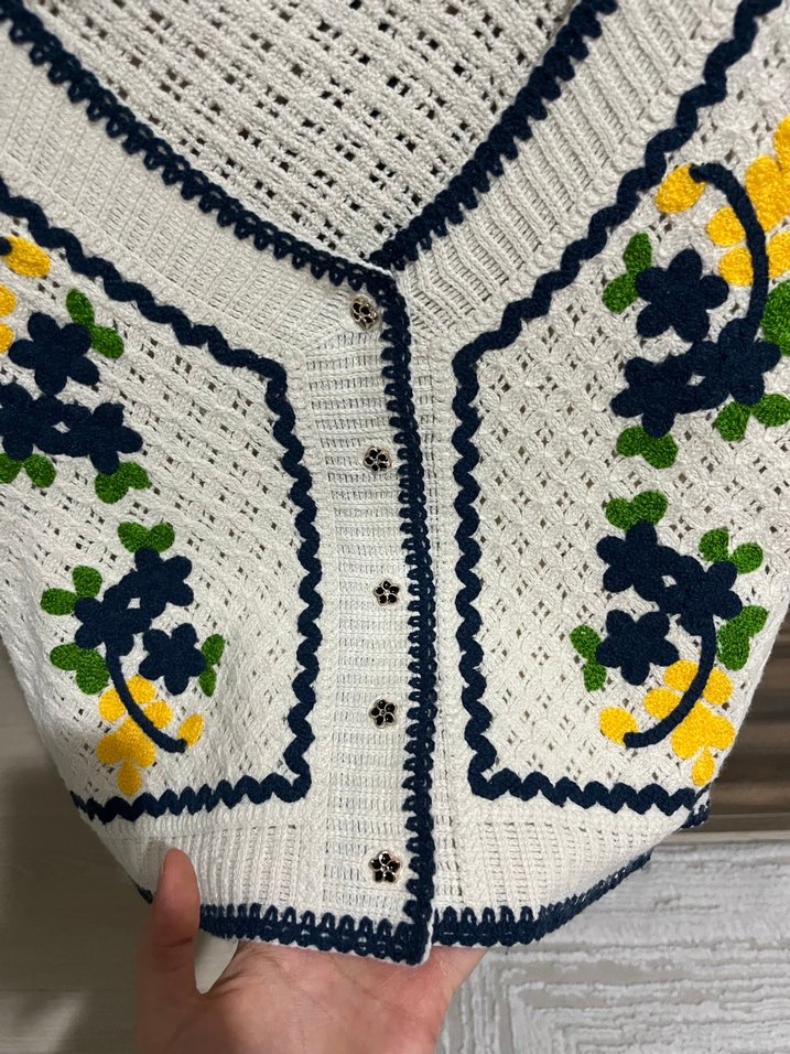 Nakışlı Bohem Kadın Triko Yelek - Görsel 3