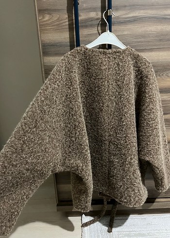 Kahverengi Yün Kadın Midi Kaban - Görsel 7